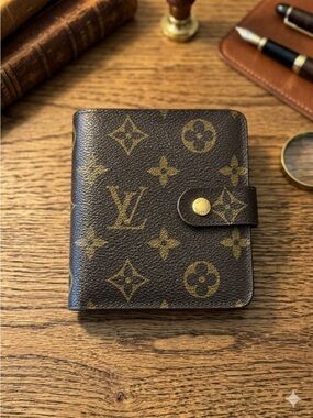Louis Vuitton Brown Monogram Canvas Card Holder with Gold Snap